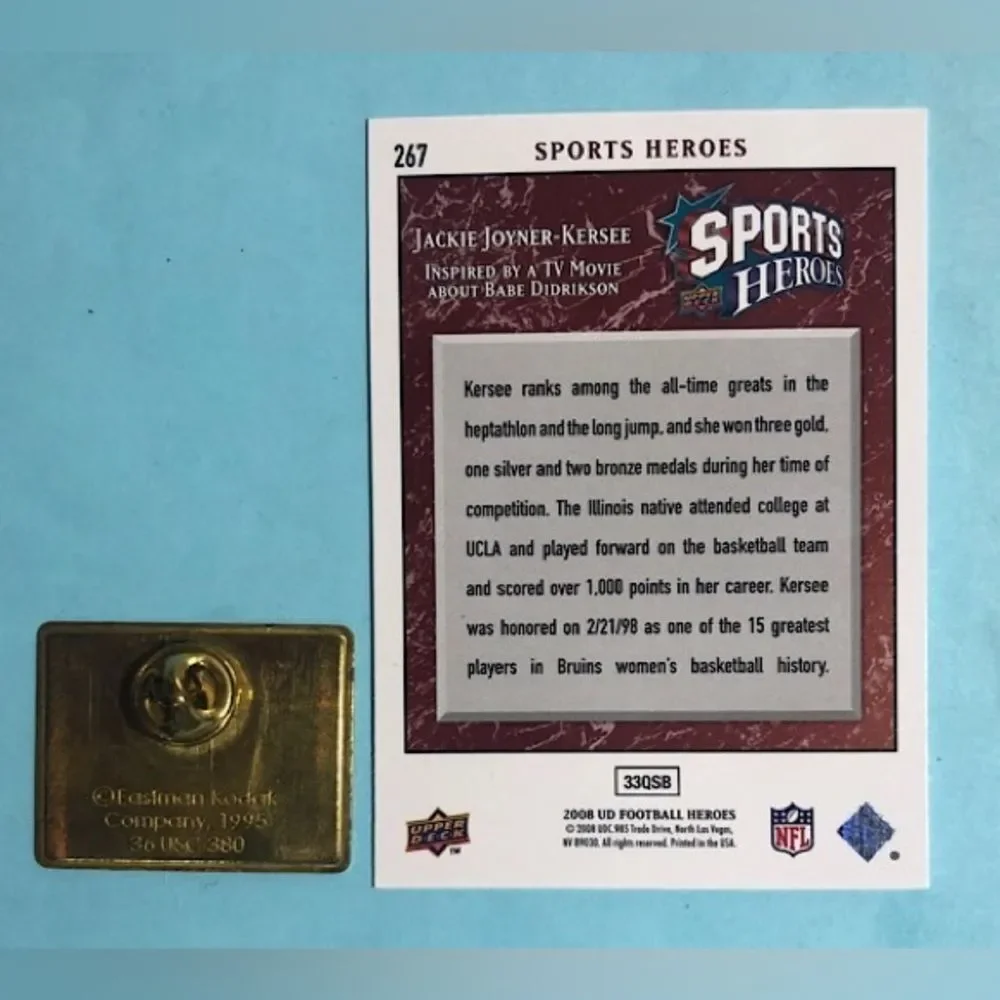 1992 Barcelona Olympics,USA,Jackie Joyner-KERSEE,1995 Kodak Photo Pin & ‘08 card